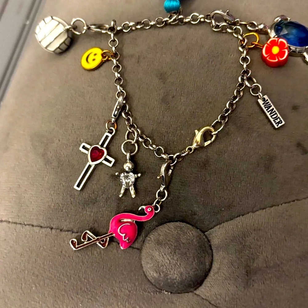 Wander Silver Tone Charm Bracelet
